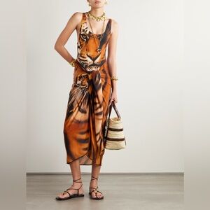 Skims x Roberto Cavalli Pareo Sarong Skirt Tiger Face Swim Cover up Tie Dress